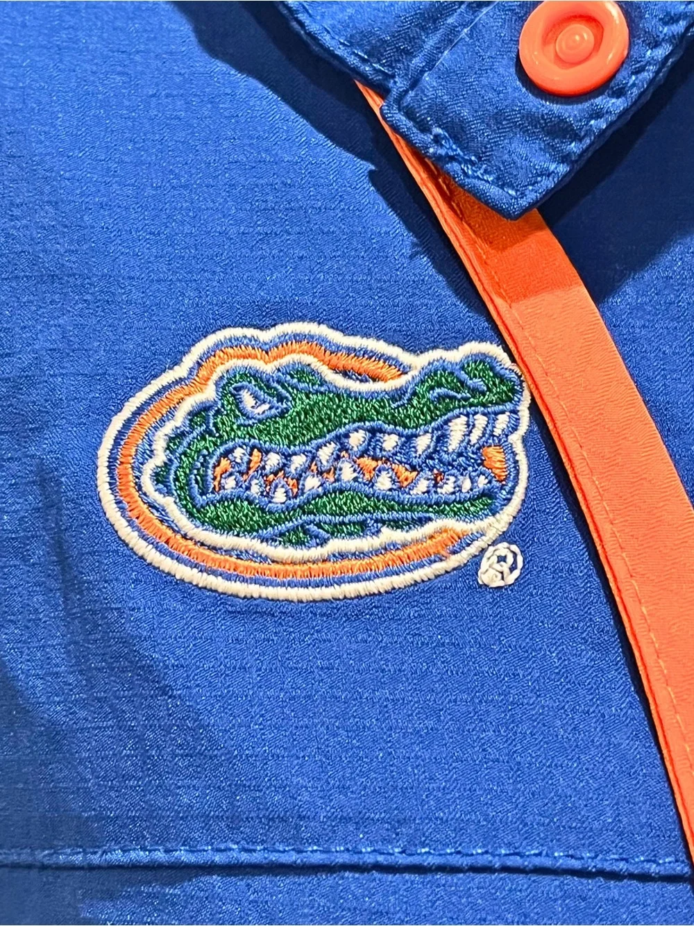 UF Florida Gator’s Columbia Brand Blue Hooded Tech Pullover with Orange Details